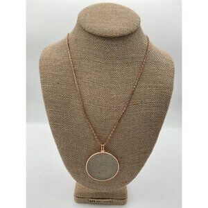 Large Rose Gold-Tone Glass Locket Pendant Necklace